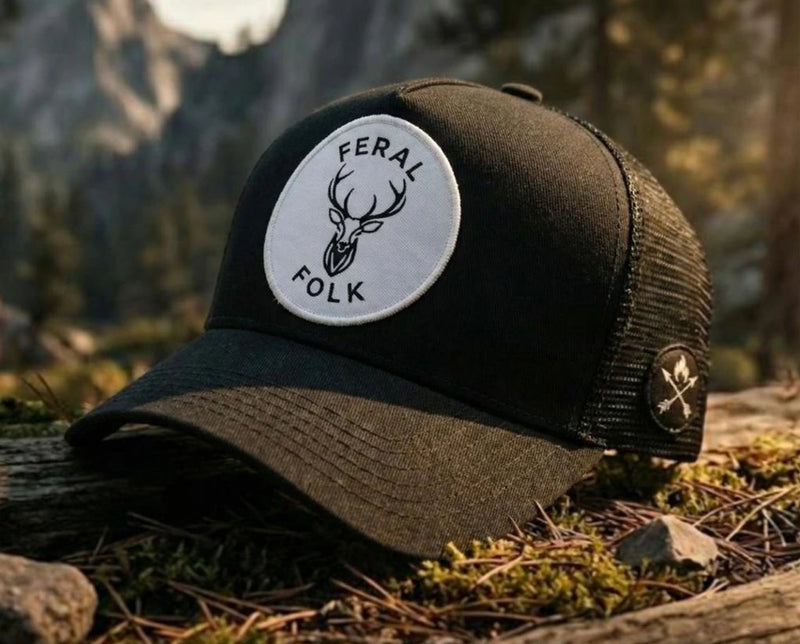 Drop 001: The URBAN STAG 'Wild Roots' Black Trucker